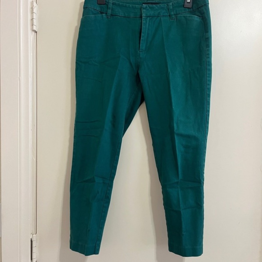 Womens‎ Green Slim Ankle Pants Petite 8 Stretch Career Office Minimalist Casual